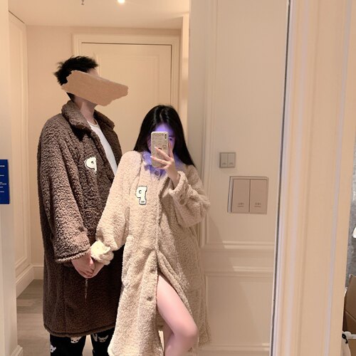 加厚保暖珊瑚绒睡袍冬季舒适情侣