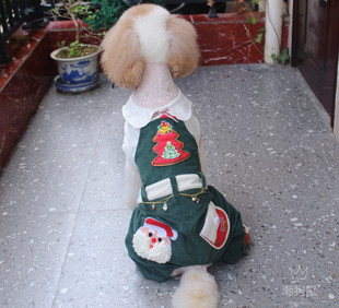 新款宠物圣诞衣服大型犬连体裤巨贵背带裤阿拉萨摩边牧松狮背带裤