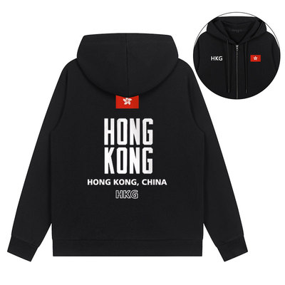 中国香港HongKong地区队服连帽卫衣英文创意套头外搭男女衣服帽衫