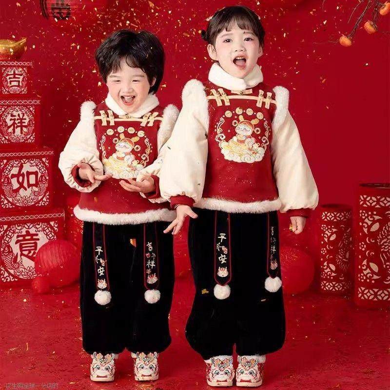套装男女童秋冬拜年服两件套
