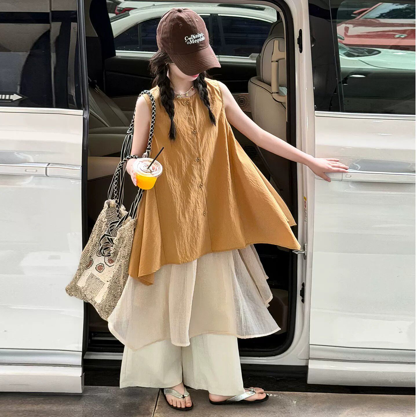 女童无袖套装夏季2026新款大童休闲阔腿裤洋气夏天儿童罩衫裙裤潮
