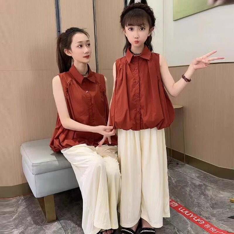 女童夏装短袖套装2026新款洋气娃娃衫女孩花苞衬衫裙裤夏季两件套