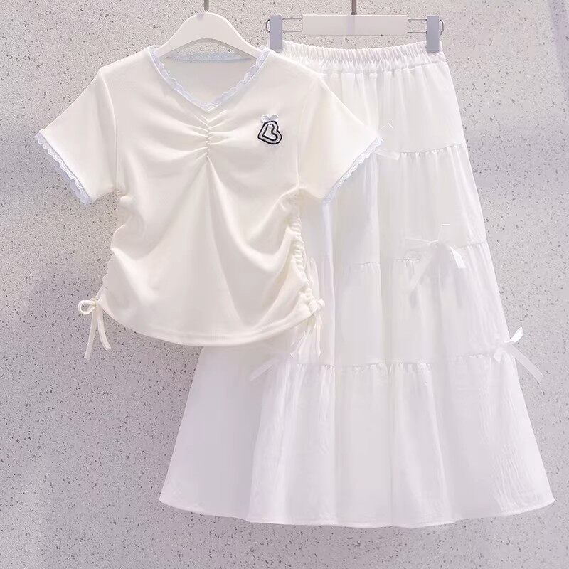 女童夏套装2026新款薄款超好看夏装短袖儿童裙子洋气休闲两件套裙