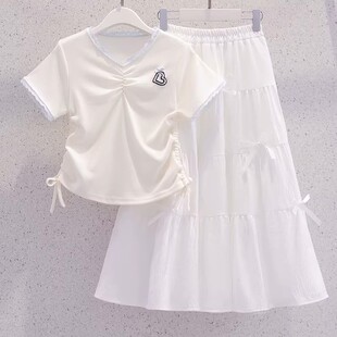 女童夏套装2026新款薄款超好看夏装短袖儿童裙子洋气休闲两件套裙