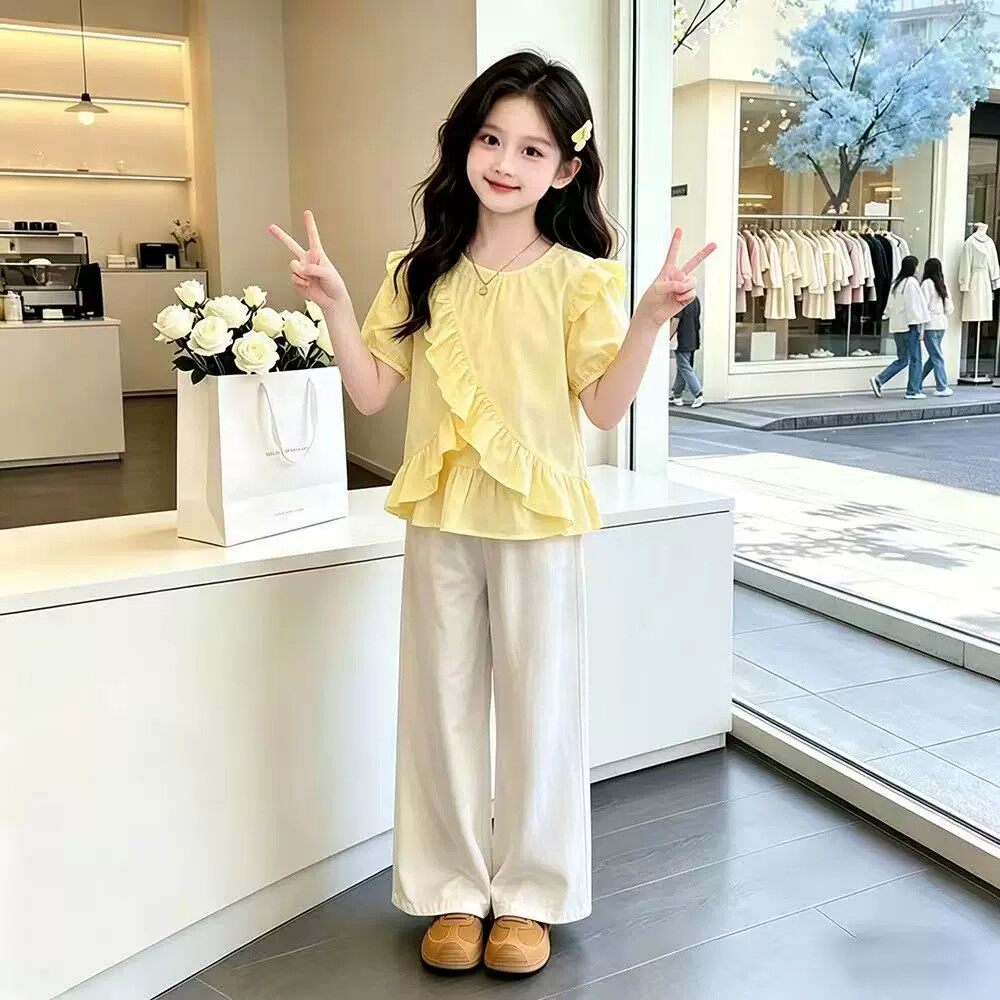 女童夏季多巴胺泡泡袖T恤