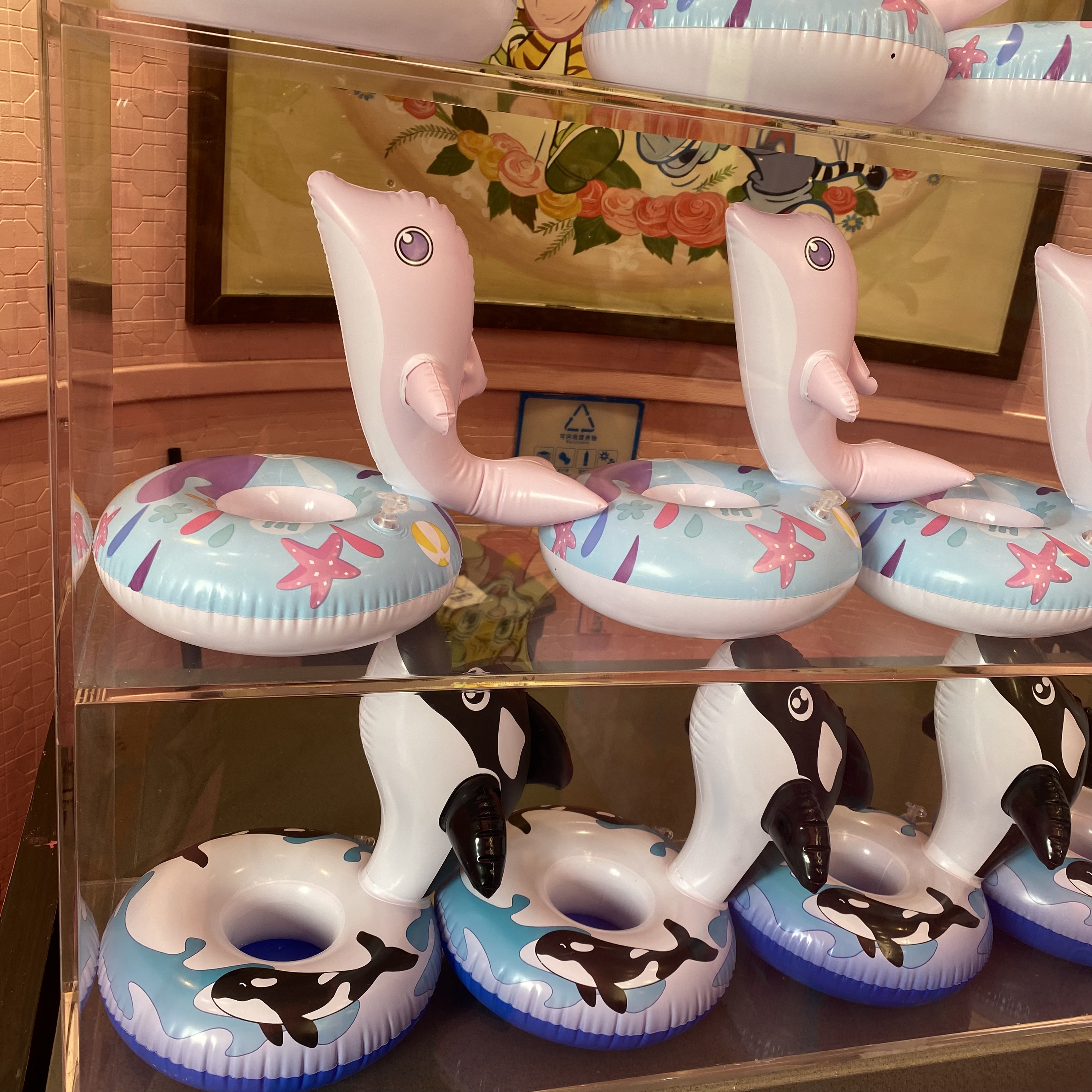 珠海长隆旅游纪念品卡通企鹅虎鲸海豚游泳圈宝宝充气坐圈水上漂浮