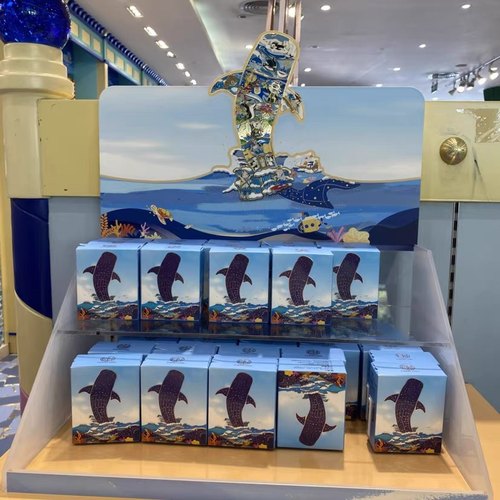 珠海广州长隆纪念品海洋王国动物园海洋动物拼图盲盒徽章