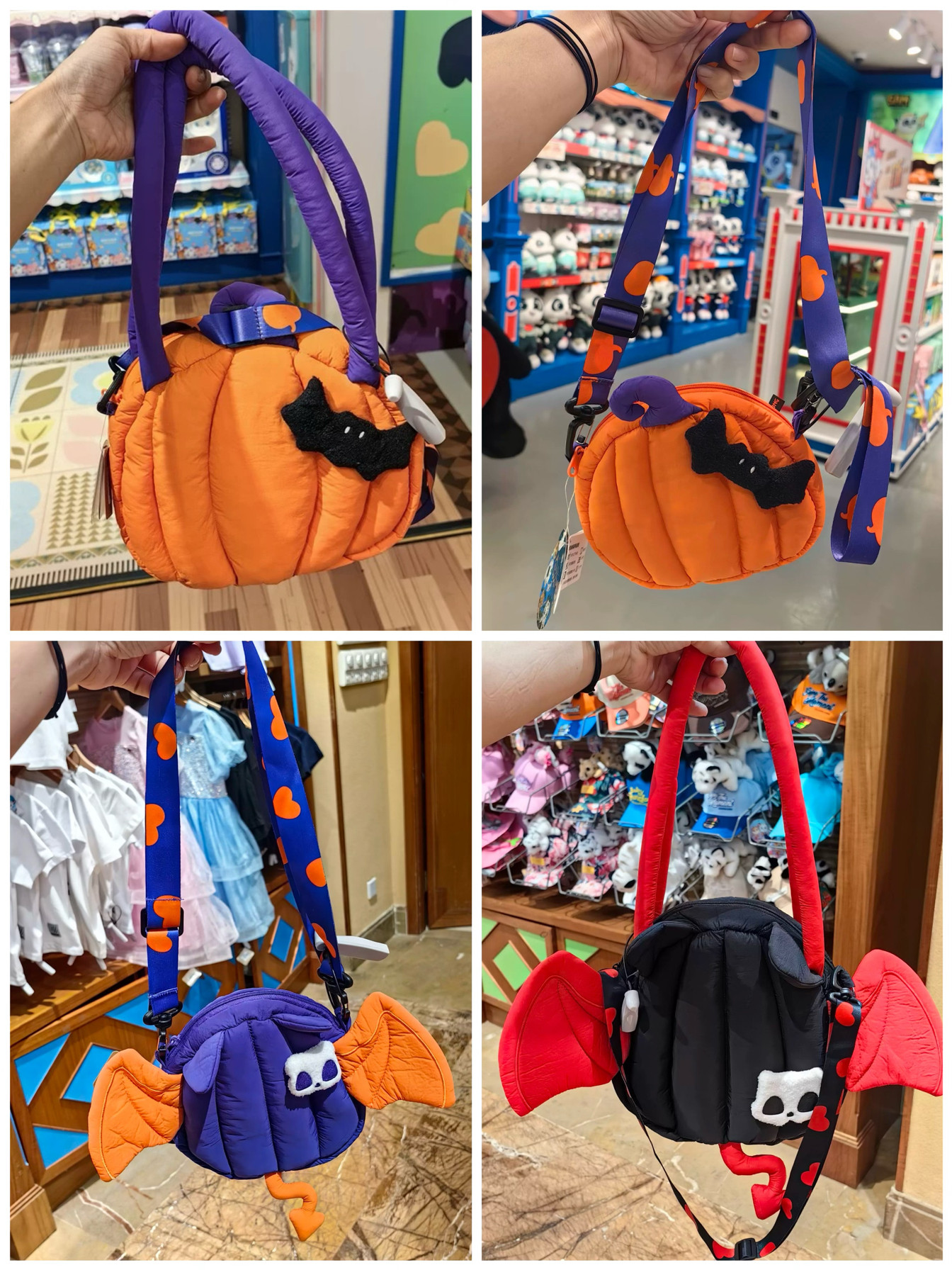 长隆纪念品手提万圣节礼物南瓜包包造型蝙蝠装饰单肩斜挎包送儿童