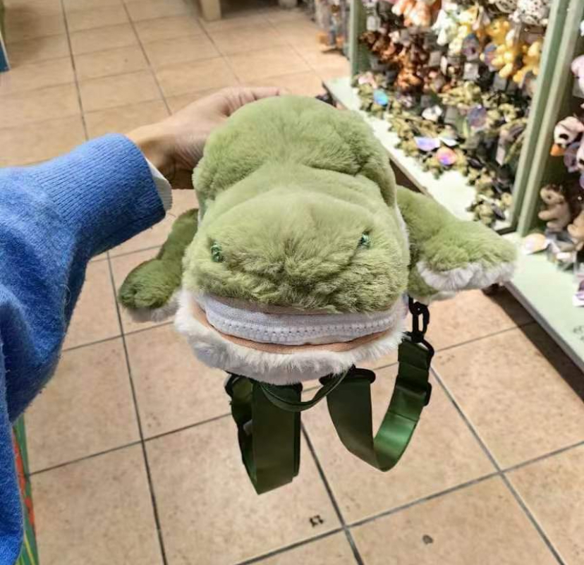 广州长隆纪念品动物园鳄鱼毛绒双肩包毛绒公仔卡通背包儿童礼物