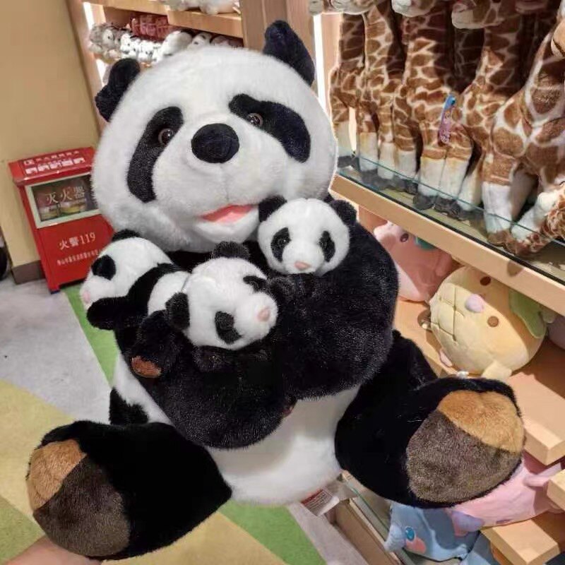 广州长隆旅游纪念品仿真熊猫母子毛公仔毛绒玩偶布娃娃玩具礼物