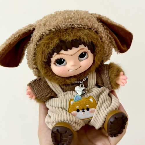 哇酷酷20cm潮玩娃衣Wakuku棉花娃娃柴犬背带裤可爱超萌玩偶公仔