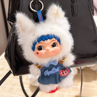 WAKUKU二代搪胶玩偶狐狐兔兔字皮带母背带裤娃衣可爱毛绒公仔玩偶