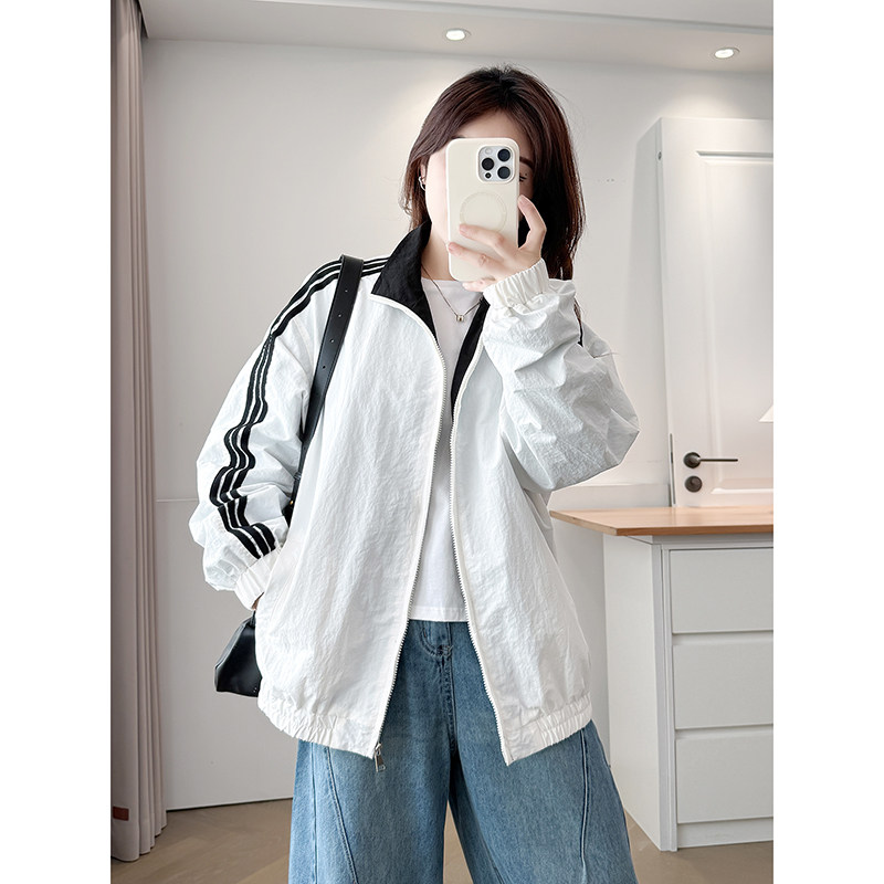 翠袖大码女装春秋季薄款冲锋衣外套女2025新款胖mm休闲棒球服上衣