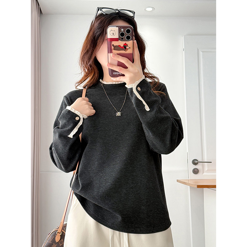 翠袖大码女装法式温柔风内搭上衣长袖t恤显瘦减龄胖mm德绒打底衫,女装/女士精品,T恤,淘宝优惠券,粉丝福利购,淘宝优惠卷