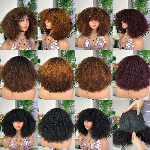 wig brazilian human hair wig with bangs许昌真人发丝