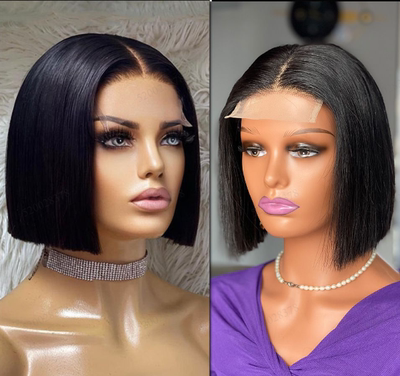 glueless lacefront wig bobo original hair一刀切短发波波真发
