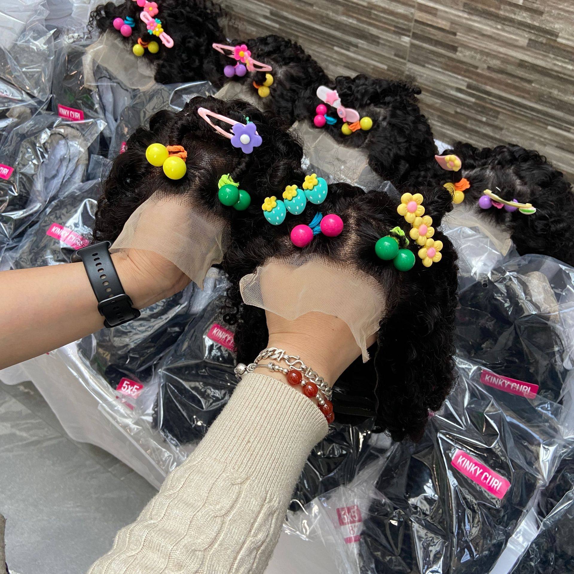 Baby Wig Kid's Wigs Kinky Curly 5*5 Lace真人发小网帽儿童