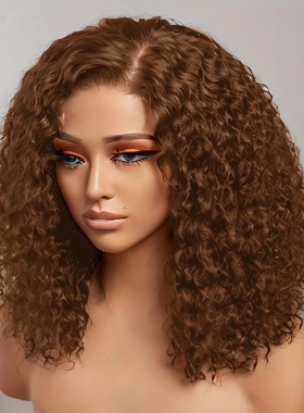 Brazilian Human Hair 13*4Frontal Lace Cury Bob Brown 4# Wig