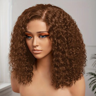 Brazilian Hair Human Lace Cury 4Frontal Brown Wig Bob