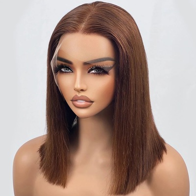 12A Straight Bob Brown 4#  Vietnamese Hair 13*4frontal wig