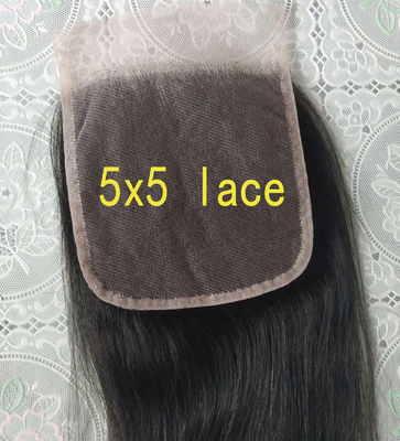 Top quality peruvian hair 5x5 lace closure silky straight