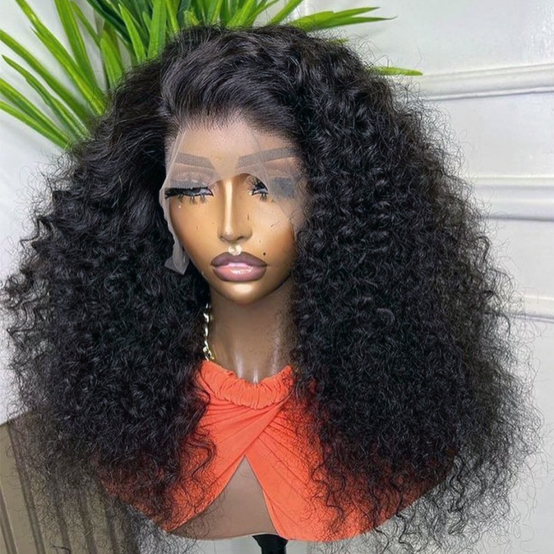 12 Grade 13*4frontal  double drawn 300%density CURLY wig