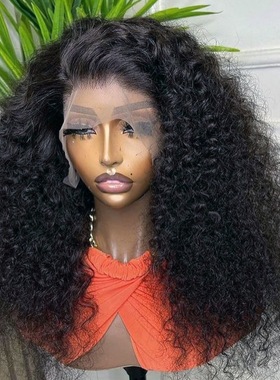 12 Grade 13*4frontal  double drawn 300%density CURLY wig