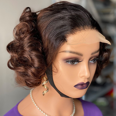 5x5 short bouncy curl 卷发真人发humanhairwig外贸假发头套