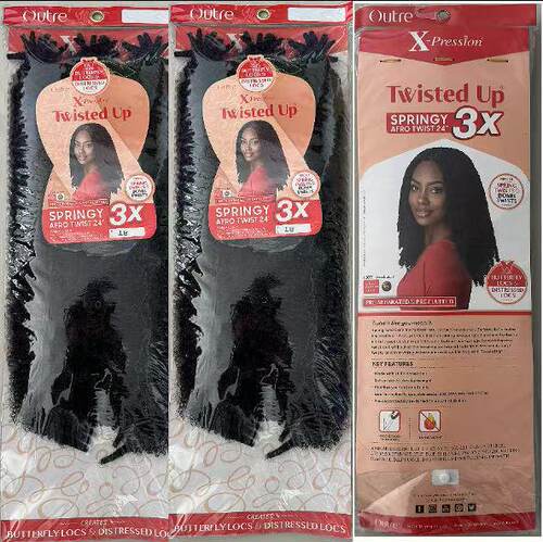 3X 手撕毛毛虫假发 Afro Twist Kinky Marley Bulk Hair 三件套