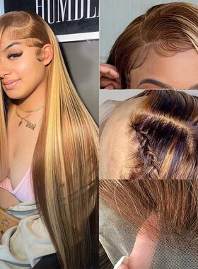 Highlight 13x4 Lace Front Wig Human Hair 427 Honey Blond