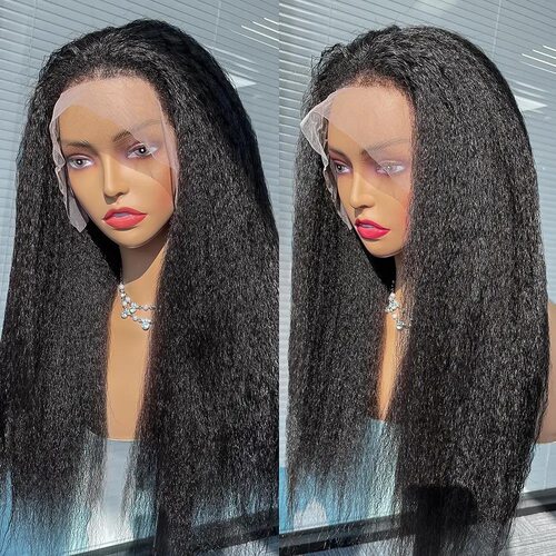 12A 13*4frontal LaceKinky Straight Wig Yaki 100% human hair