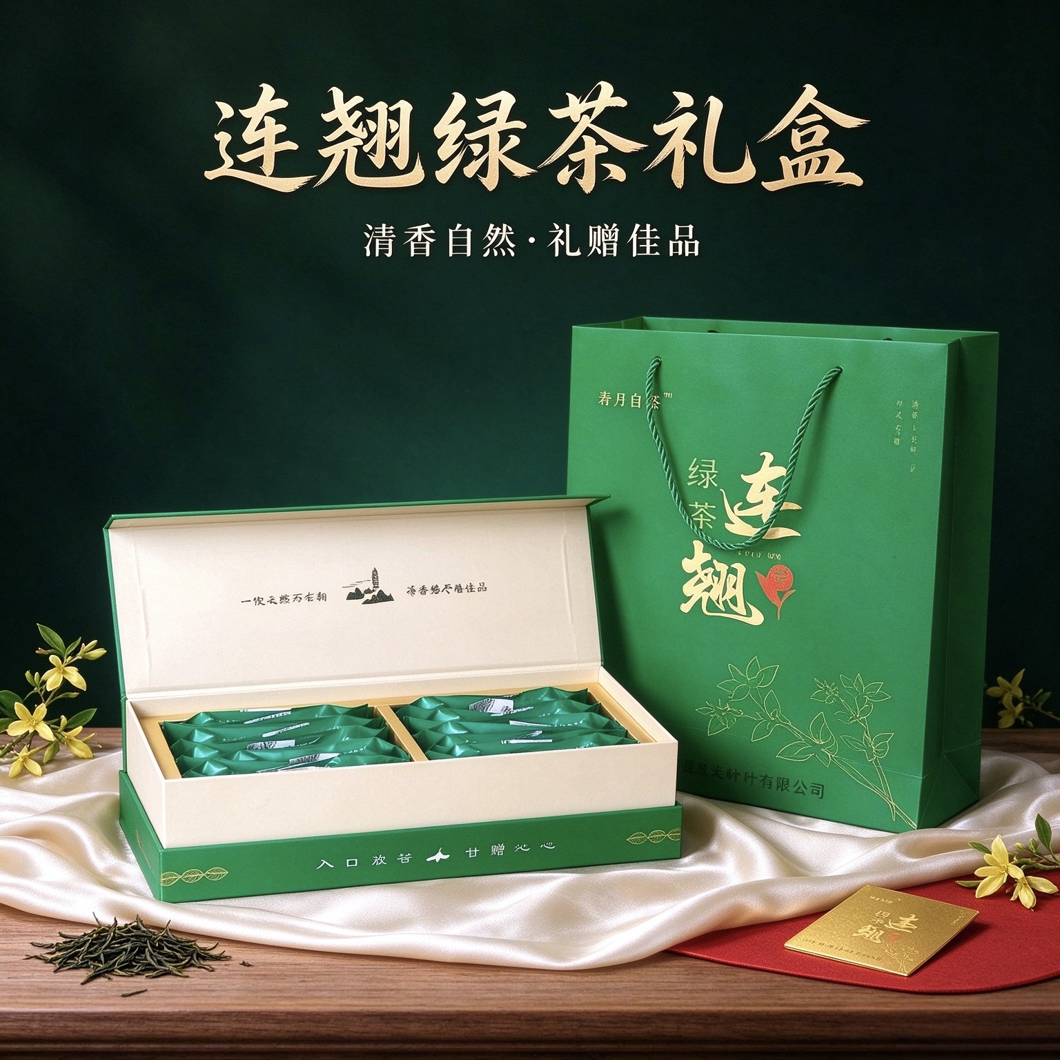 秦岭深山连翘芽茶 陕西山阳嫩芽红绿双味 草本代用茶送礼礼盒