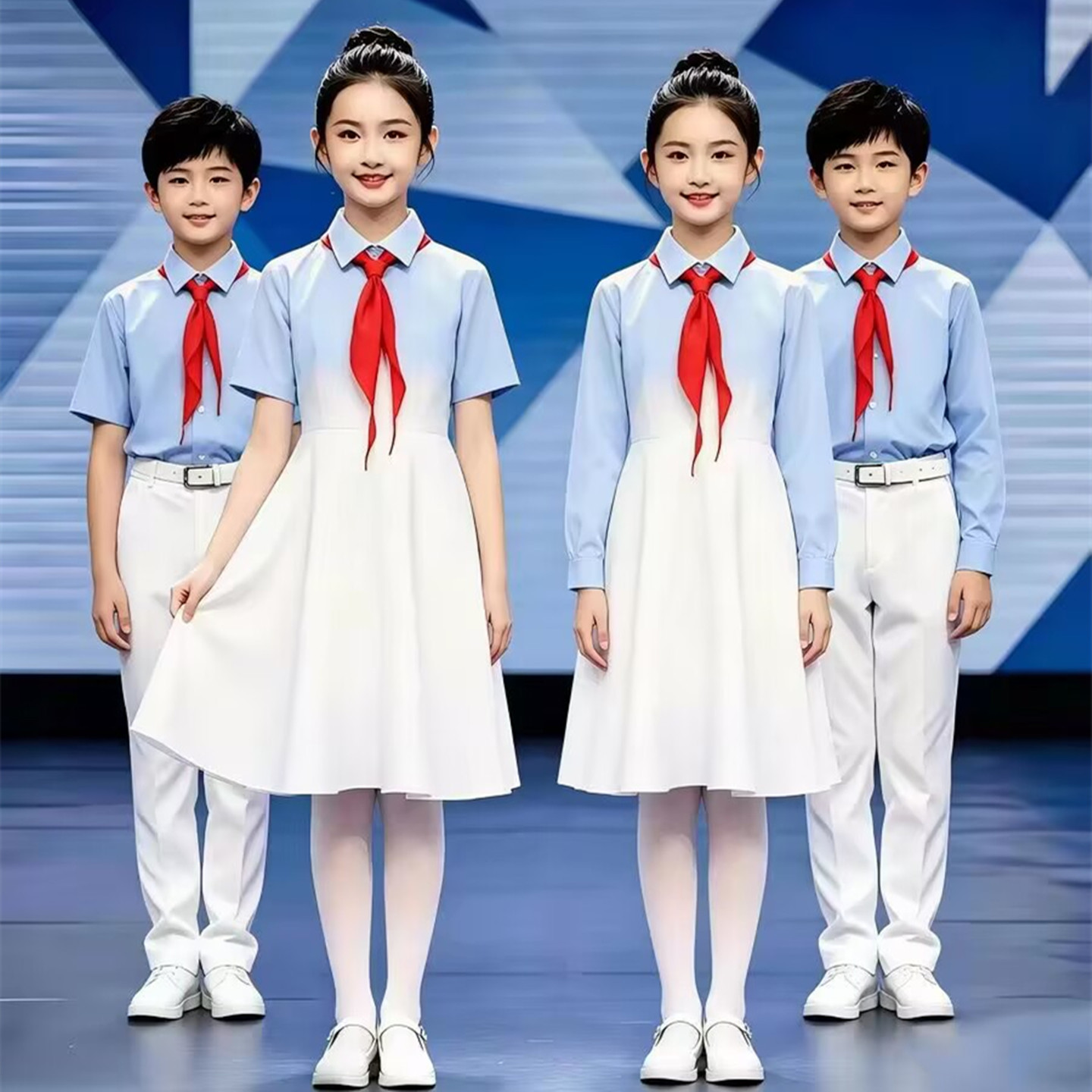 儿童大合唱比赛演出服诗歌朗诵中小学生表演服套装班级集体表演服