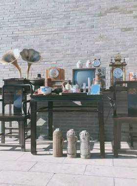 中堂风留声机茶叶罐民俗老物件