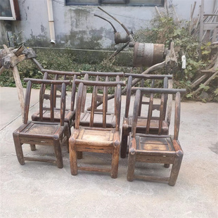 怀旧老物件老式农村榆木老椅子小板凳复古旧家具收藏民俗展示摆件