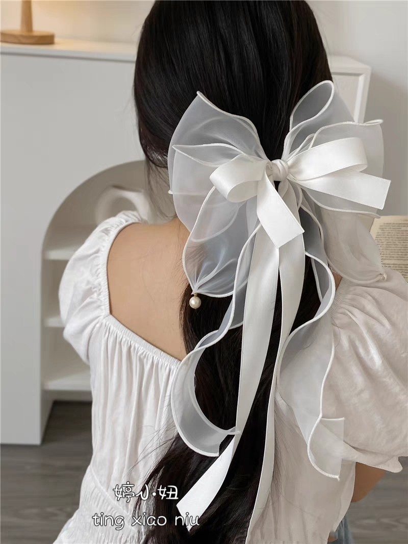 精致高端质感欧根纱长飘带立体多层超大蝴蝶结后脑勺发夹发饰头饰,饰品/流行首饰/时尚饰品新,发饰,淘宝优惠券,粉丝福利购,淘宝优惠卷