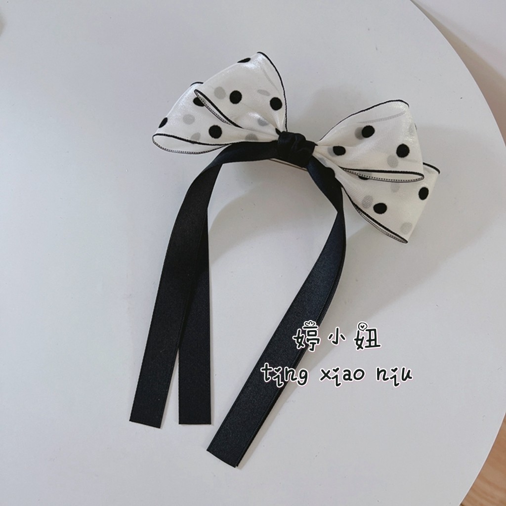 复古法式后脑勺发夹蝴蝶结顶夹韩国进口珠光雪纺质感爱心波点头饰,饰品/流行首饰/时尚饰品新,发饰,淘宝优惠券,粉丝福利购,淘宝优惠卷