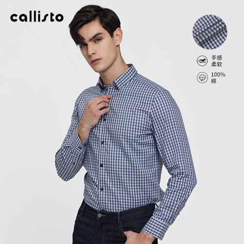 callisto长袖休闲衬衫易打理纯棉