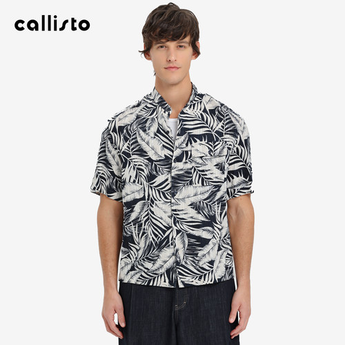 【Y′S系列100%亚麻】callisto2026夏新款男士短袖花卉微廓衬衫