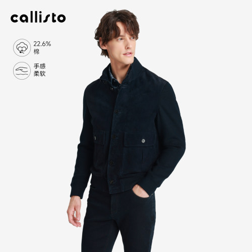 【商场同款】callisto2025秋冬新品男士羊皮革老钱风立领皮衣