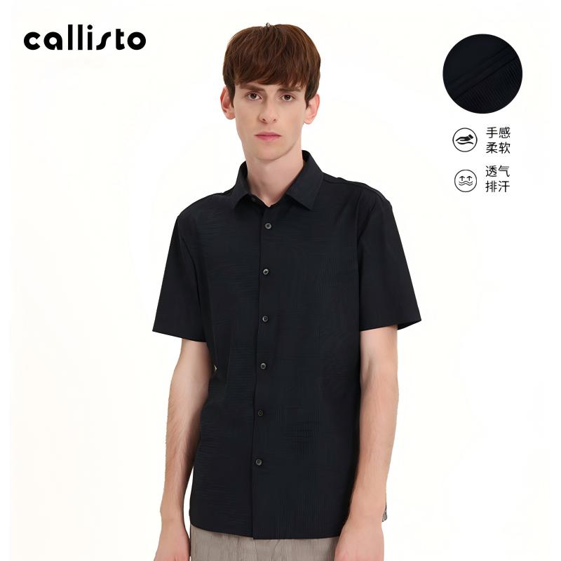 夏款新品callisto卡利斯特男装夏季新款男士短袖衬衫休闲衬衣