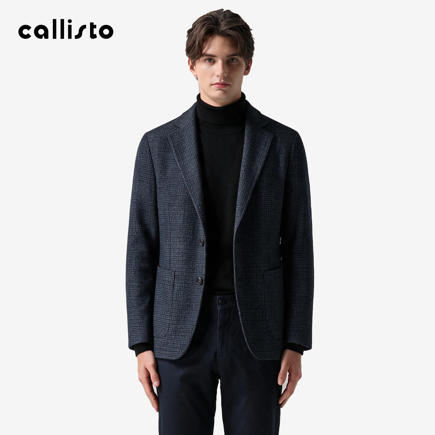 【意大利进口 羊毛混纺】callisto秋冬男士休闲西服三色编织单西