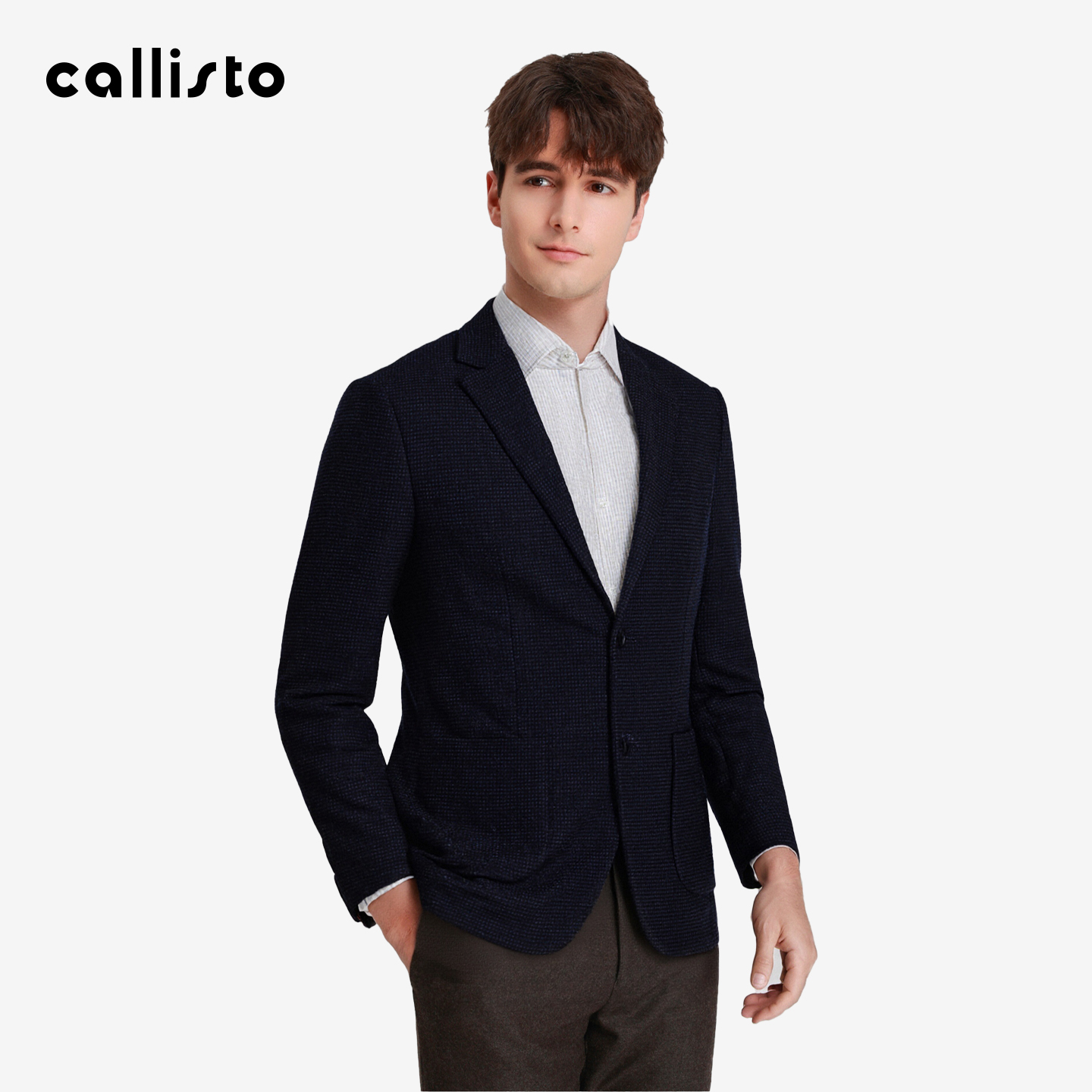 【商场同款】callisto25秋新品男士平驳领长袖商务休闲西服