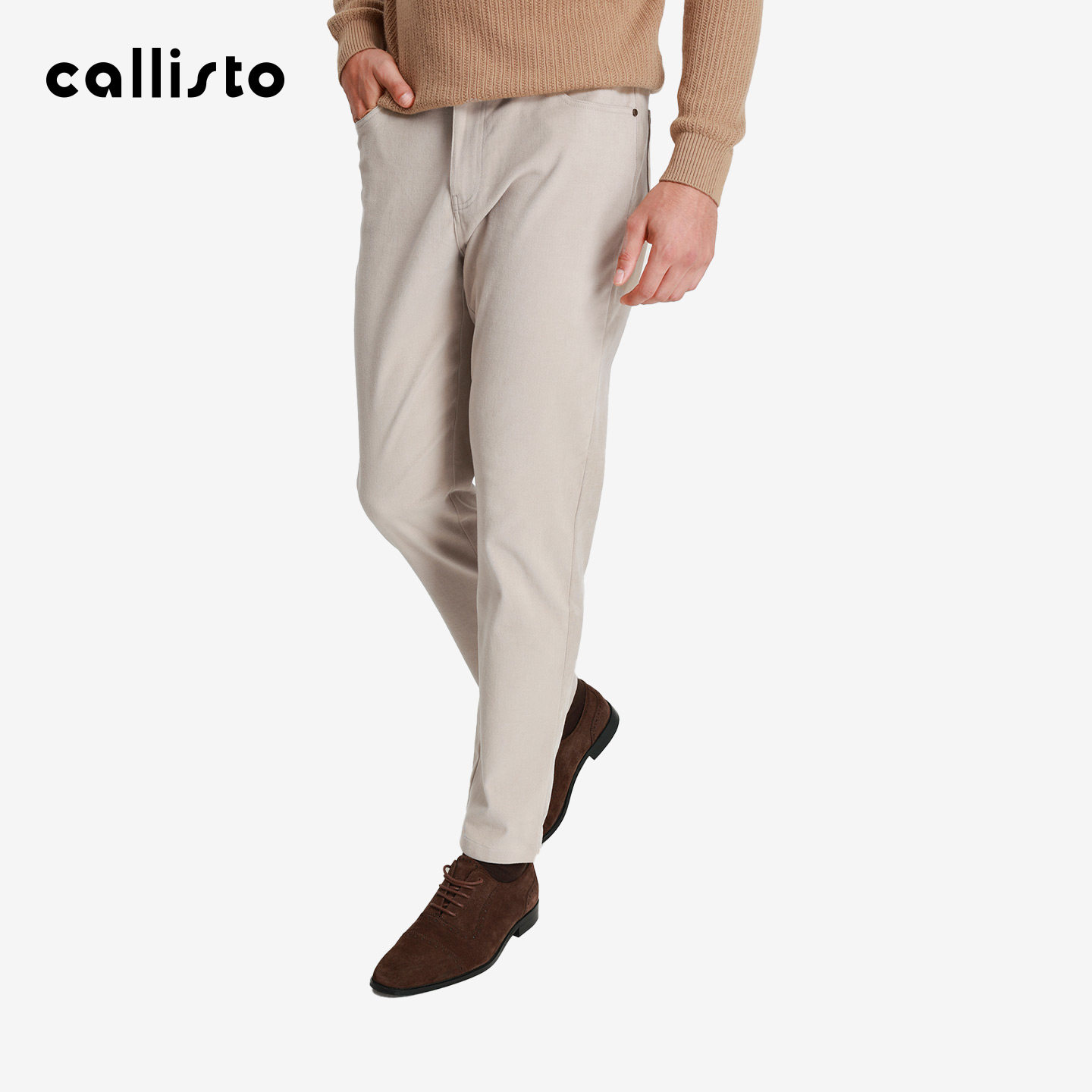 【商场同款】callisto男装秋冬新款男士长裤长绒棉混纺直筒休闲裤