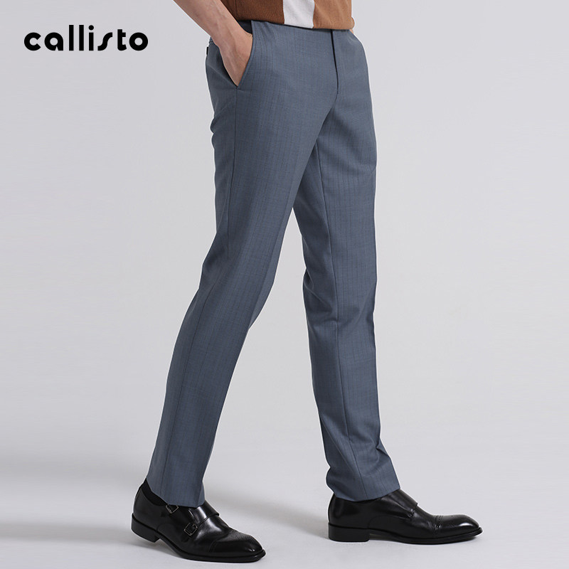 【质感羊毛】callisto卡利斯特男装春季款男士商务休闲西裤条纹