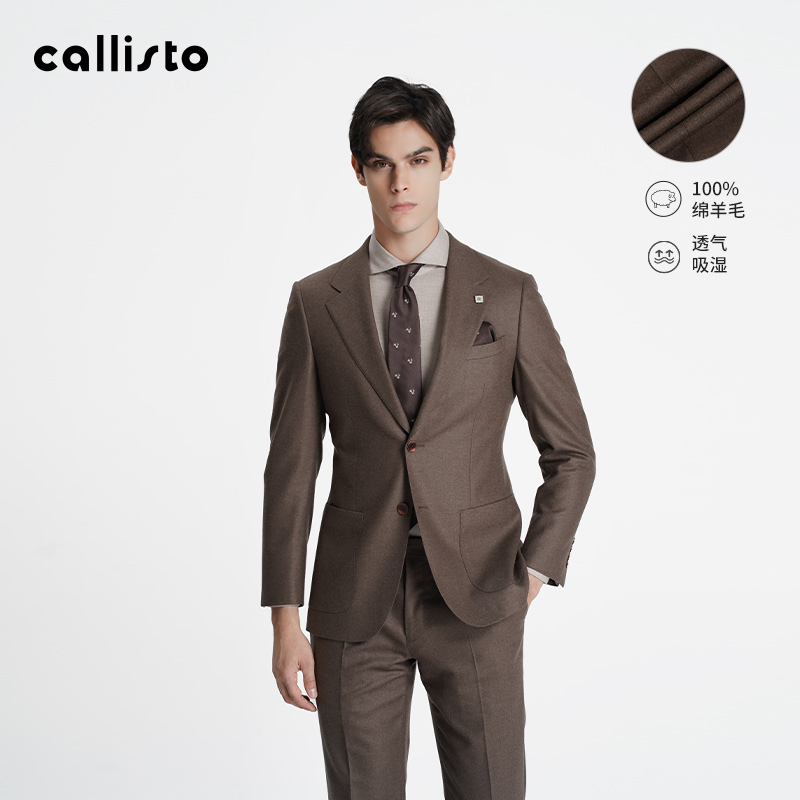 【西服套装】callisto春秋新品男士商务单排扣平驳领套装礼服西服