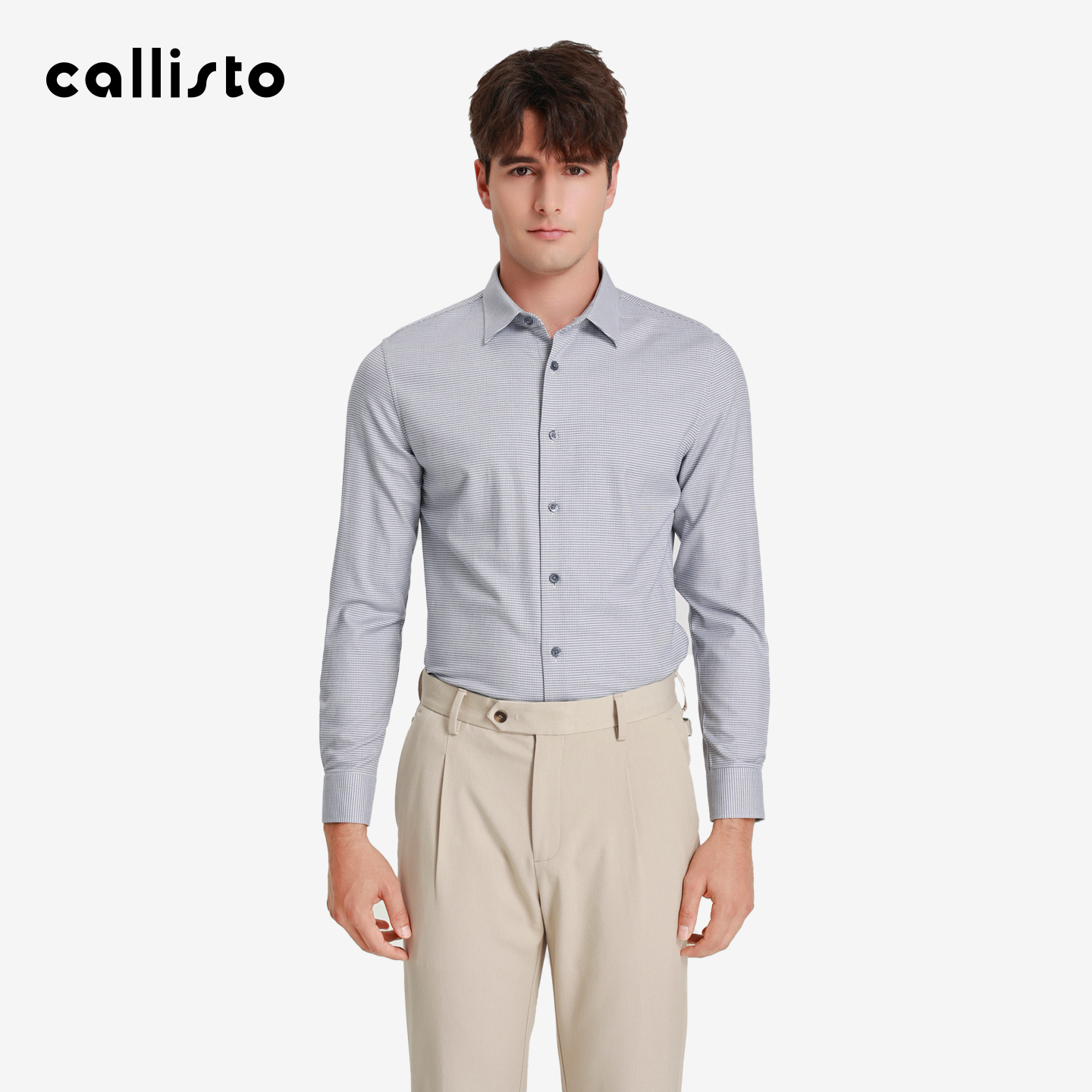 【商场同款】callisto2025秋冬新款男士长袖翻领棉混纺休闲衬衫