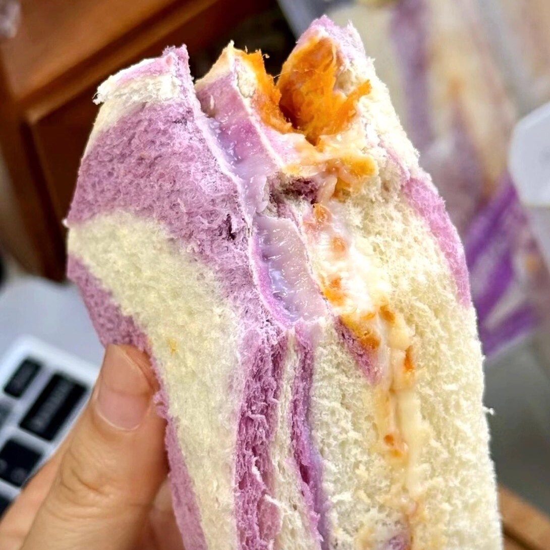 芋泥肉松三明治夹心面包牛油果味沙拉酱无边吐司饱腹早餐代餐食品