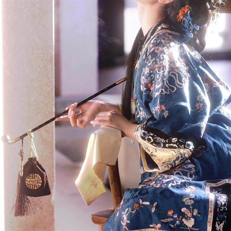 清汉女写真拍照烟斗道具加长烟杆旱烟袋汉服装旅拍照创意摄影簪花