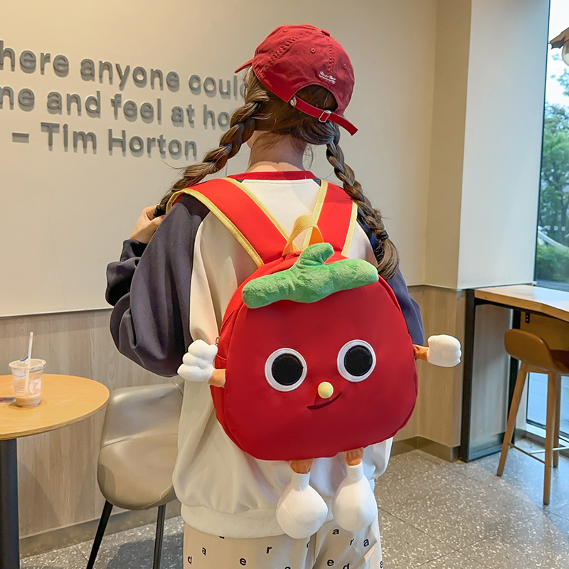 幼儿园春游可爱双肩书包少女苹果西红柿小学生背包外出研学卡通包